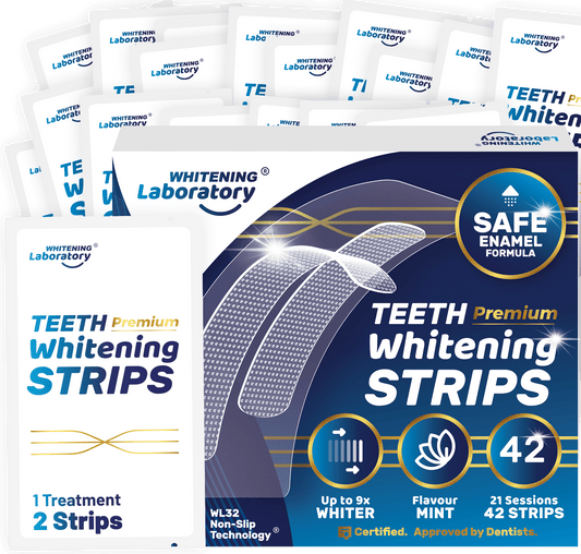 Premium Teeth Whitening Strips  - 21 Whitening Sessions - Safe for Enamel - 42 Peroxide Free