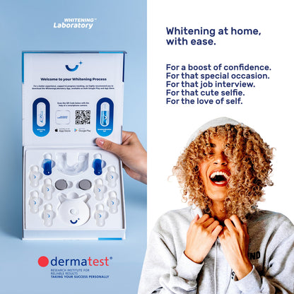 Professional LED Light - Teeth Whitening Kit - 8 x Whiter Gel Pods - Mobile App - 2 x Remineralization Gels